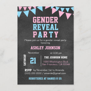 Kritbordsskabb för GENDER REVEAL PARTY Baby Shower Inbjudningar