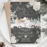 Kritbräda Creamy White Lastbil Baby Shower Inbjudningar<br><div class="desc">Chalkboard Creamy White Snowflake Blommigt Lastbil Baby Shower-inbjudan</div>