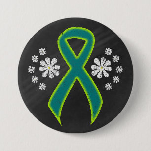 Kritbräda - Teal and Lime Green Ribbon Knapp