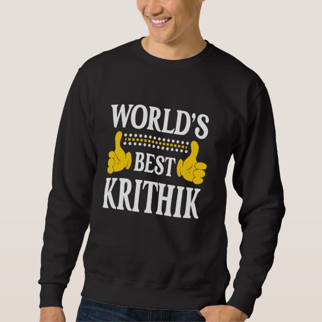Krithik Personal Namn Funny First Namn World's Bes Lång Ärmad Tröja (Framsida)