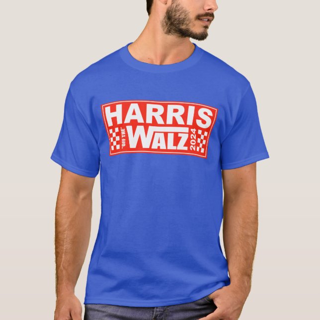 Kritisk politisk blå våg Harris Walz 2024 T Shirt (Framsida)