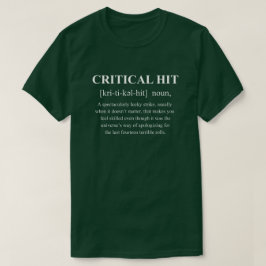 Kritisk träff Roliga tärningar Definition med vit T Shirt