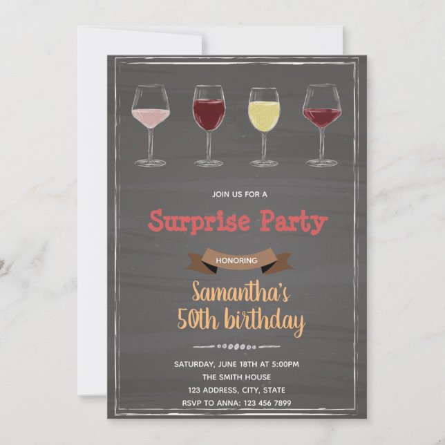 Kritkrita vininbjudan åldrad till perfektion inbjudningar (Framsida)