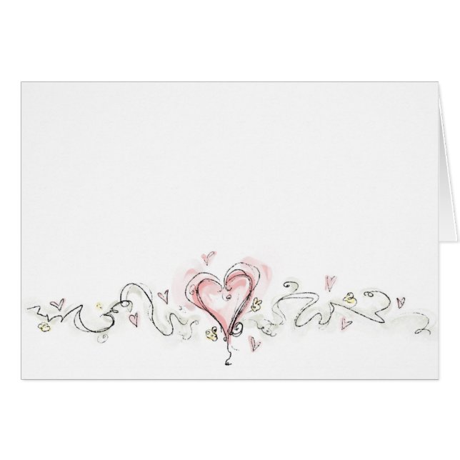 Kritligt Rosa Hjärta Hälsningskort (Framsidan Horizontal)