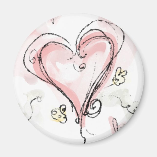 Kritligt Rosa Hjärta Magnet (Framsidan)