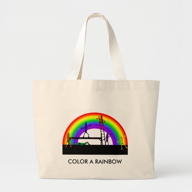 Kritor Färgning av en regnbåge i påsen Jumbo Tygkasse (Framsidan)