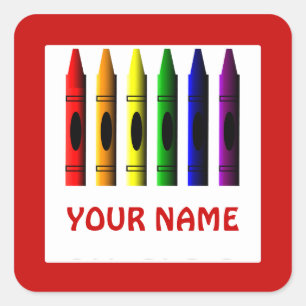 Kritor Namn Crayon Template Red Sticker Fyrkantigt Klistermärke