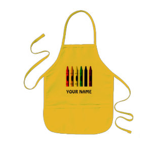 Kritor Namn Kids Cute Gult Crayon Apron Barnförkläde