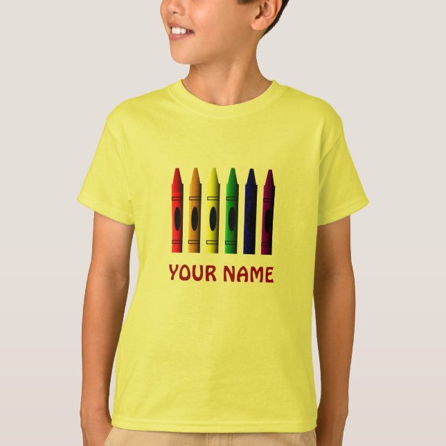 Kritor Namn Template Crayon Kids T-shirt (Framsida)