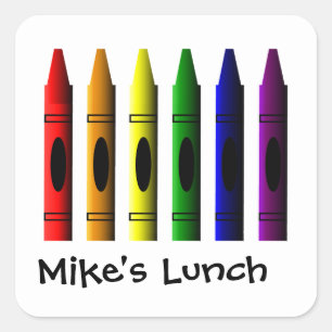 Kritor Namn Template Crayon Lunch Bah Fyrkantigt Klistermärke