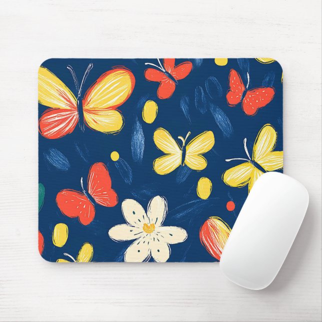 Kritor och fjärilblommor musmatta (Med mus)
