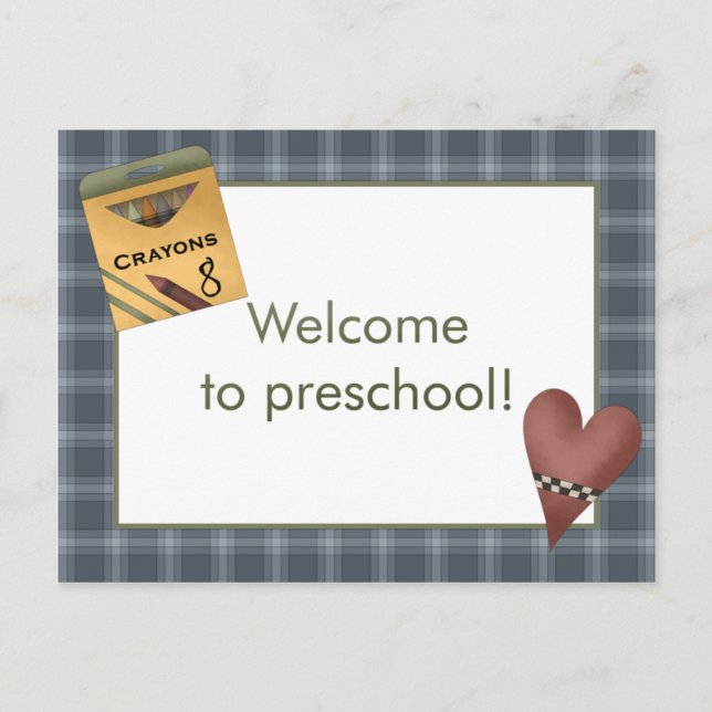 Kritor och hjärtavälkomnande till den förskole- vykort (Framsida)