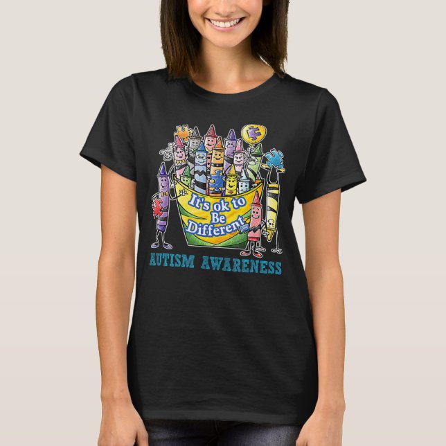 Kritor om medvetandegörande av autism - det är oke t shirt (Framsida)