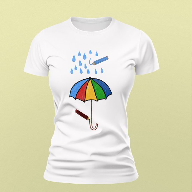 Kritor Teckning Rain och Umbrella T Shirt (Skapare uppladdad)