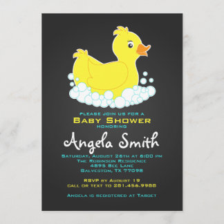 Kritskriftsgummiaducke Baby Shower Inbjudningar