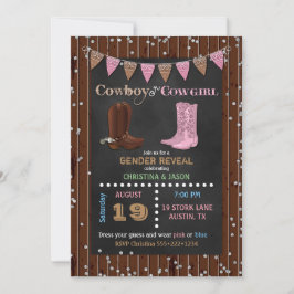 Kritskriftskovboy eller Cowgirl Västerländsk Könsu Inbjudningar
