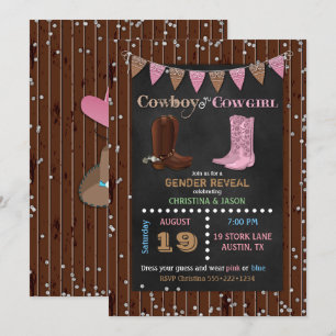 Kritskriftskovboy eller Cowgirl Västerländsk Könsu Inbjudningar