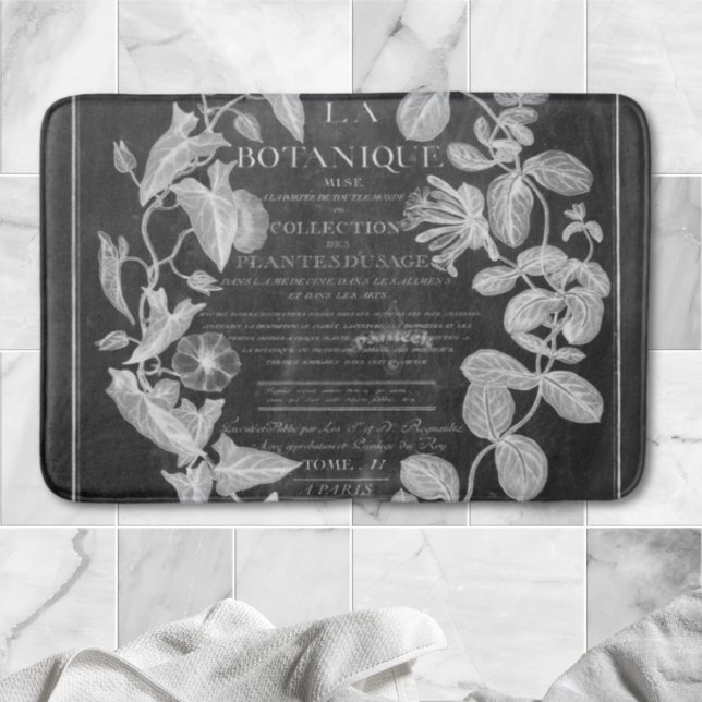 kritskript fransk botaniska konst ivy löv badrumsmatta (chalkboard scripts french botanical art ivy leaves bath mat)
