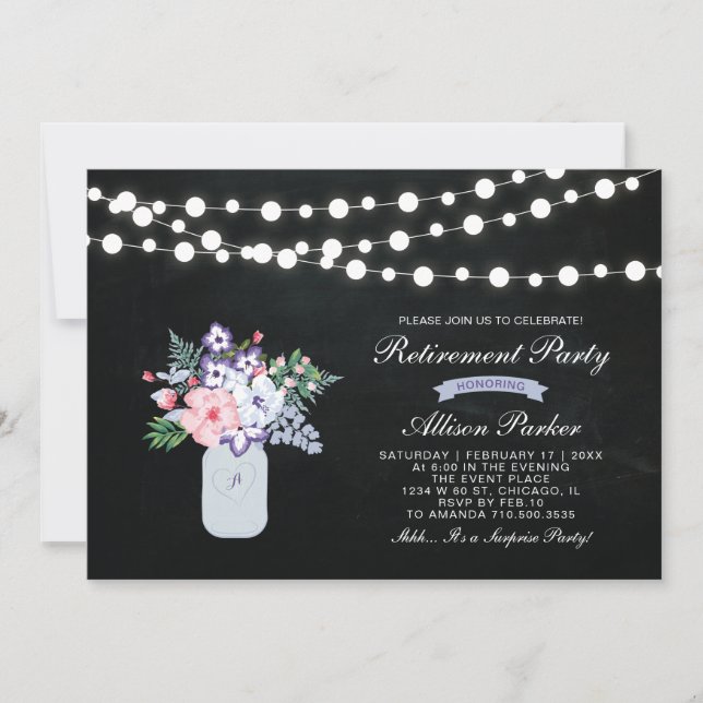 Kritskriva överraskningspensionärsfest inbjudan (Framsida)