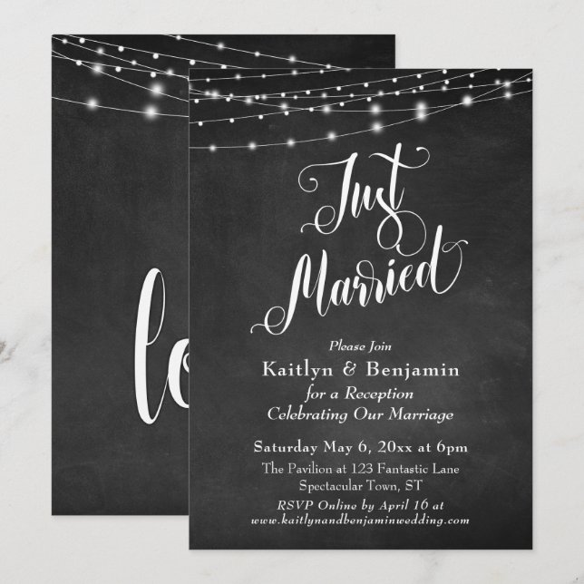 Krittavla Strängljus Nyligen Gifta Mottagning Inbjudningar (Fram/baksida)