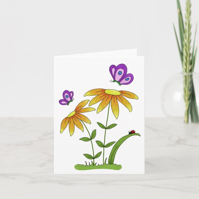 Kritzel Blommor Insekter och skalbaggar Generisk f Kort (Framsida)