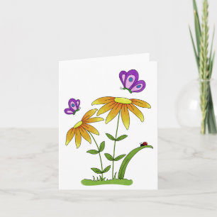 Kritzel Blommor Insekter och skalbaggar Generisk f Kort