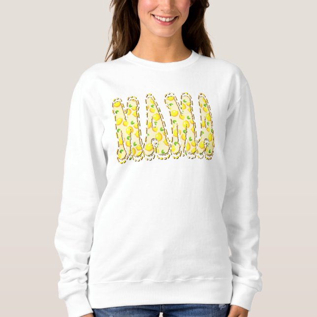 Kritzel Bokstäver Ljust Gul Citron Mamma T Shirt (Framsida)
