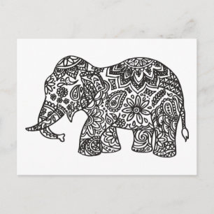 Kritzel Elefant Vykort