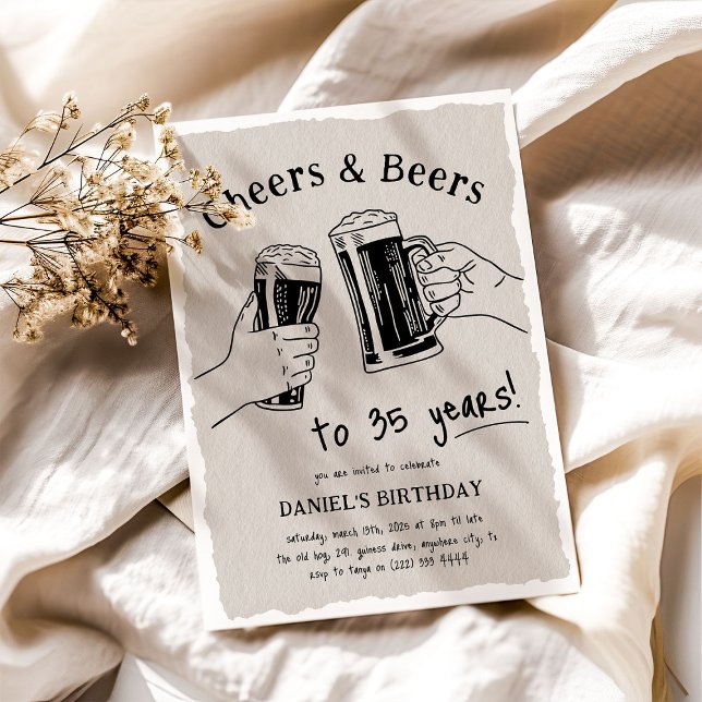 Kritzel födelsedagsfirande med Cheers & Beers för  Inbjudningar (Skapare uppladdad)