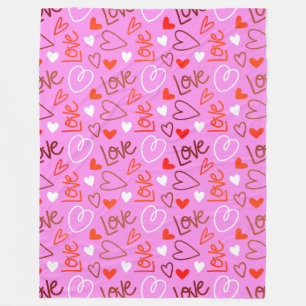 Kritzel Love Hearts Flanellfilt Fleecefilt