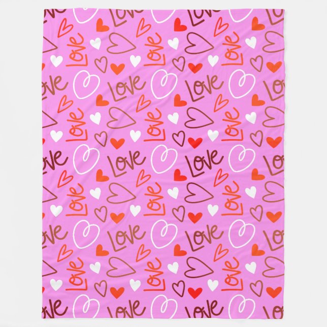 Kritzel Love Hearts Flanellfilt Fleecefilt (Framsidan)