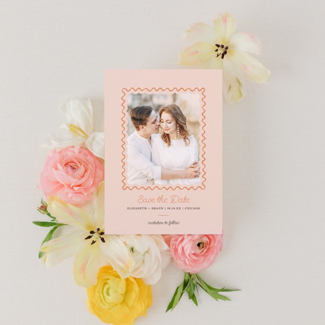 Kritzel Ram Foto Spara datum-kort Spara Datumet (hand drawn frame save the date)