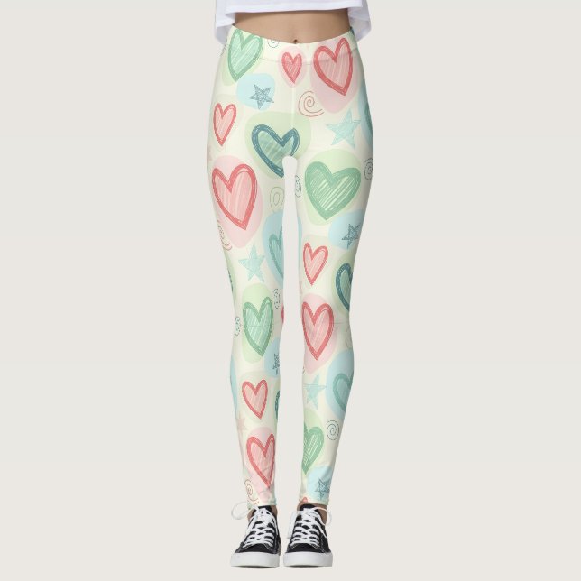Kritzelhjärtan & stjärnor leggings (Framsida)