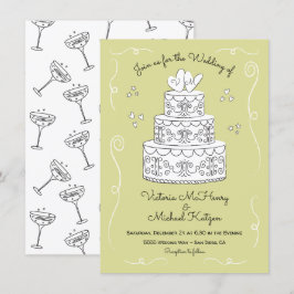 Kritzelskiss Funky Bröllopstårta Inbjudningar