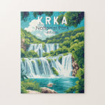 Krka National Park Kroatien Travel Art Vintage Pussel<br><div class="desc">Krka-vektorgrafik - design. Krka nationalpark ligger längs Krka-floden i södra Kroatien. Det är känt för en serie med 7 vattenfall.</div>