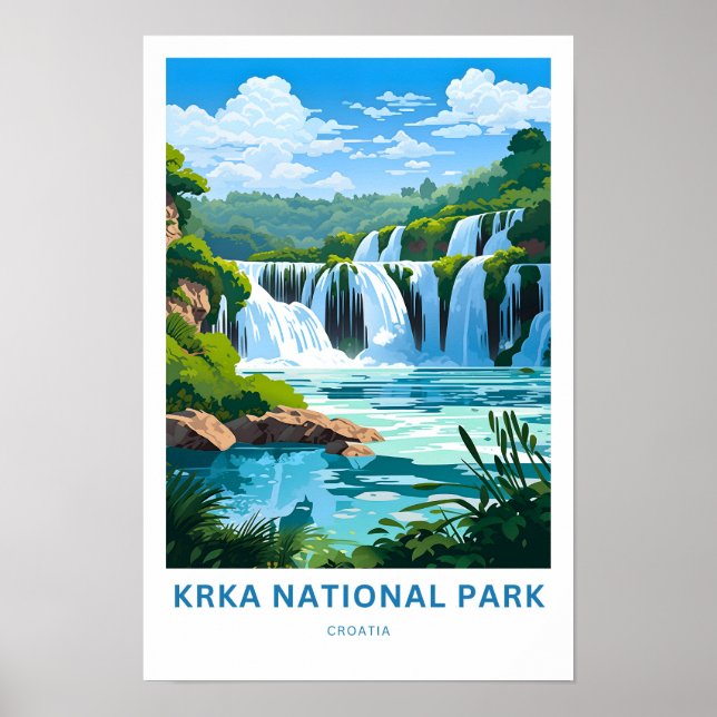 Krka National Park Kroatien Travel Skriv ut Poster (Framsidan)