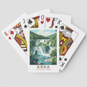 Krka nationalpark Kroatien Illustration Travel Art Casinokort