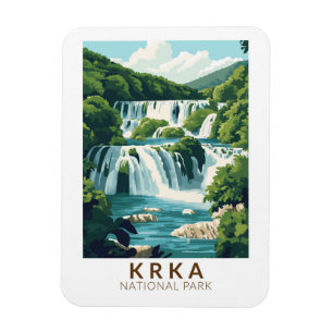 Krka nationalpark Kroatien Illustration Travel Art Magnet