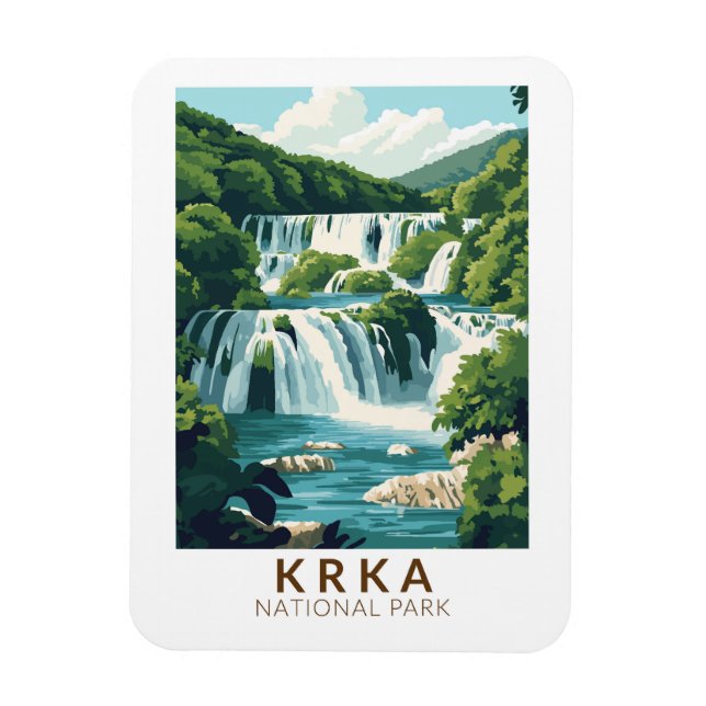 Krka nationalpark Kroatien Illustration Travel Art Magnet (Vertikal)