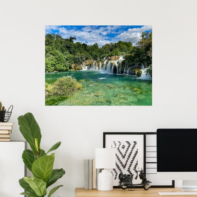 Krka vattenfall i Kroatien panorama vy Poster (Hemmakontoret)