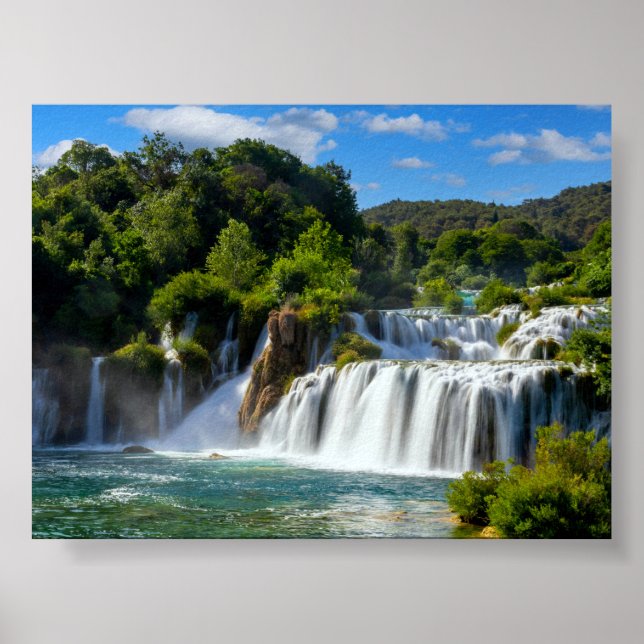 Krka vattenfall i Kroatien Poster (Framsidan)