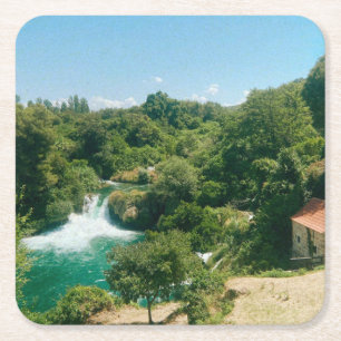 Krka Waterfalls - Krka nationalpark - Kroatien Underlägg Papper Kvadrat