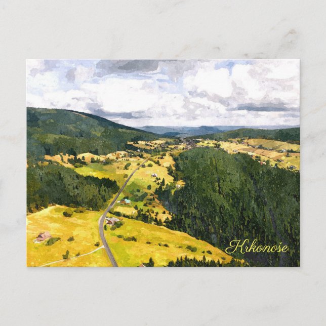 Krkonoše Mountains Watercolor Postcard Vykort (Framsida)