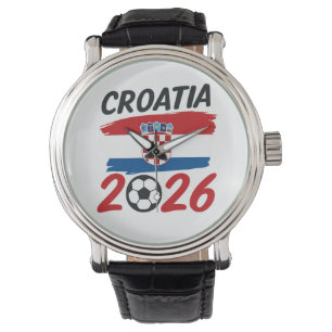 Kroatien 2026 Fotboll Fan Design Flagga Färger Armbandsur
