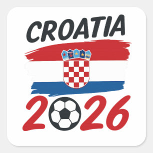 Kroatien 2026 Fotboll Fan Design Flagga Färger Fyrkantigt Klistermärke