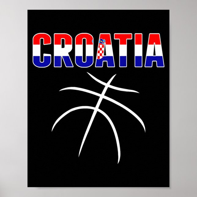 Kroatien Baseboll Fans Tröja - Kroatisk Flagga Spo Poster (Framsidan)
