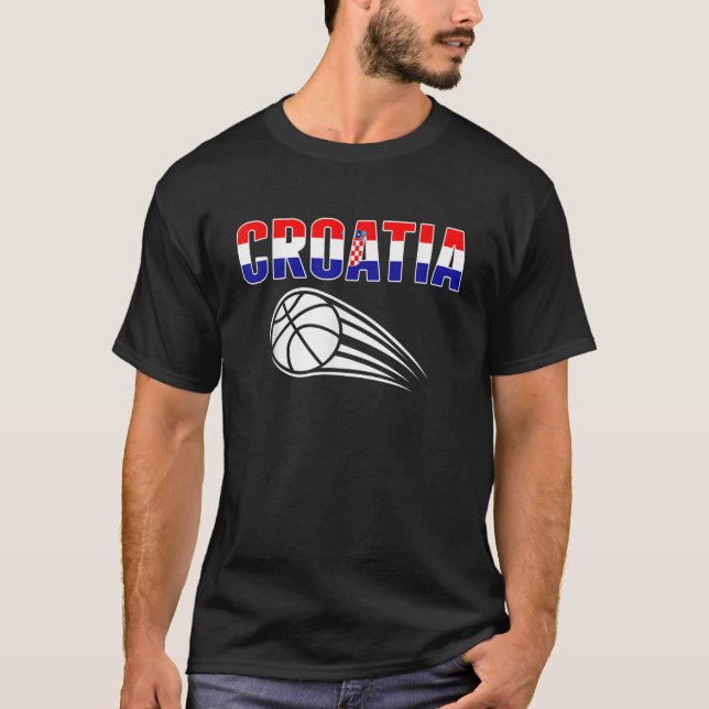 Kroatien Basketball Fläkt Jersey Kroatisk Flagga S T Shirt (Framsida)