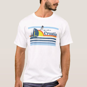 Kroatien - Beach Retro 70S 80S Sailing Boat Sunset T Shirt