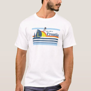 Kroatien - Beach Retro 70S 80S Sailing Boat Sunset T Shirt