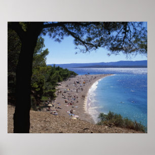 Kroatien, Brac-ön, Bol, Golden Cape Beach Poster